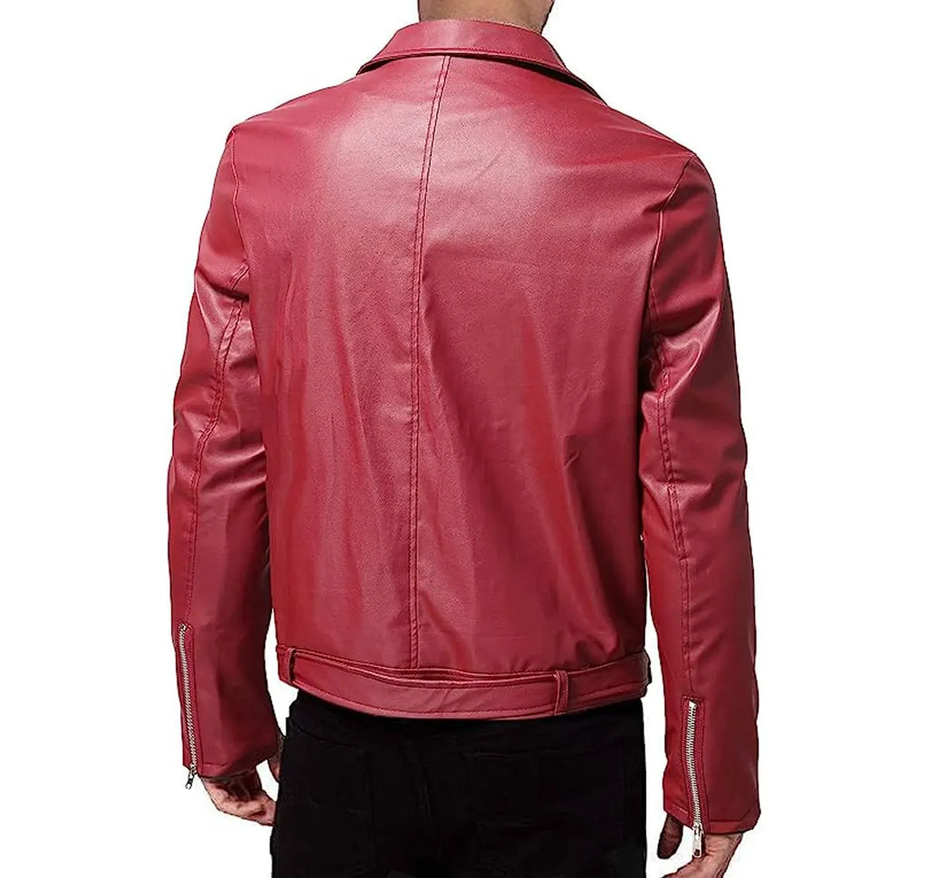 Modern Slim Leather Biker Men, Red