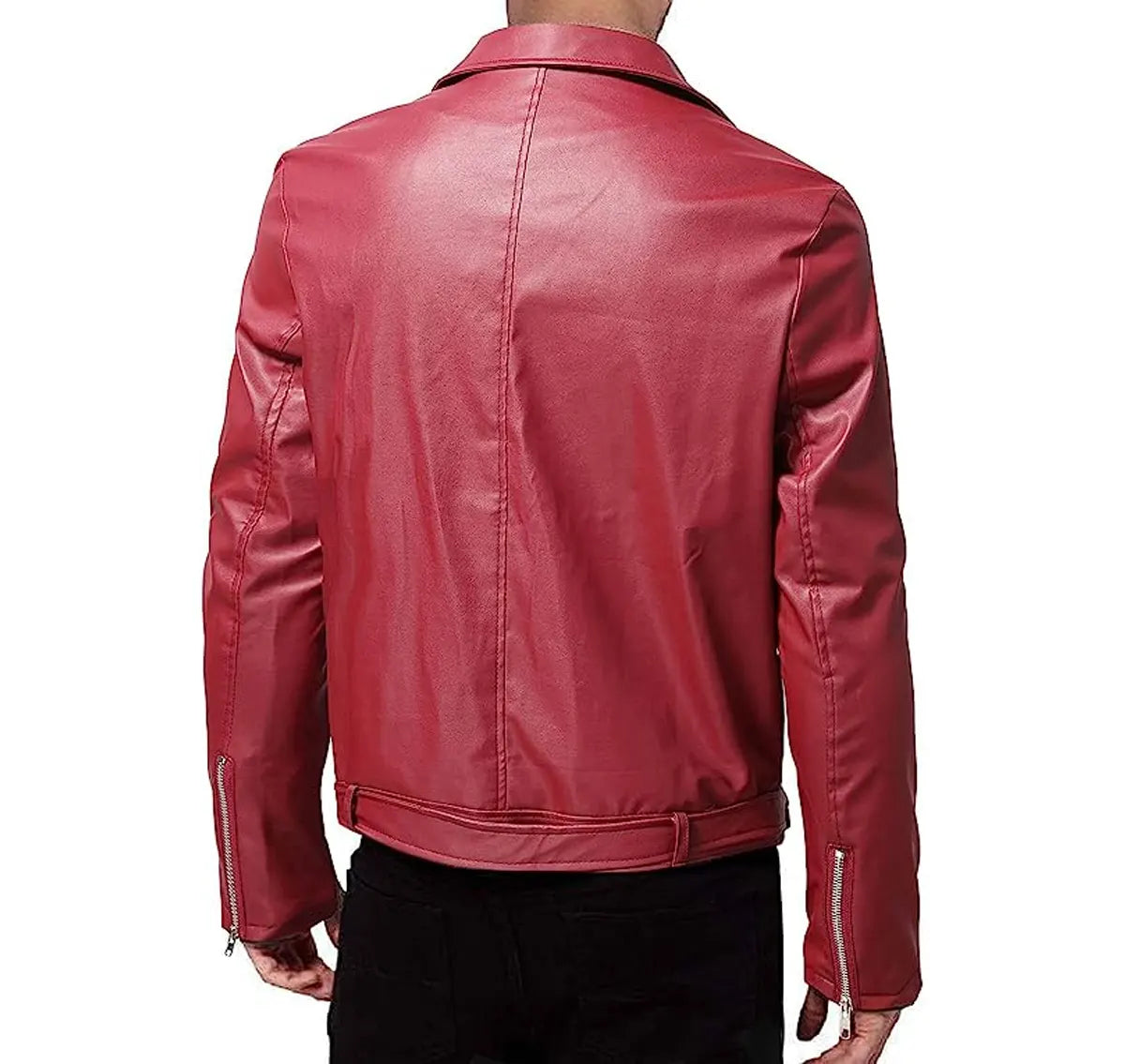 Modern Slim Leather Biker Men, Red