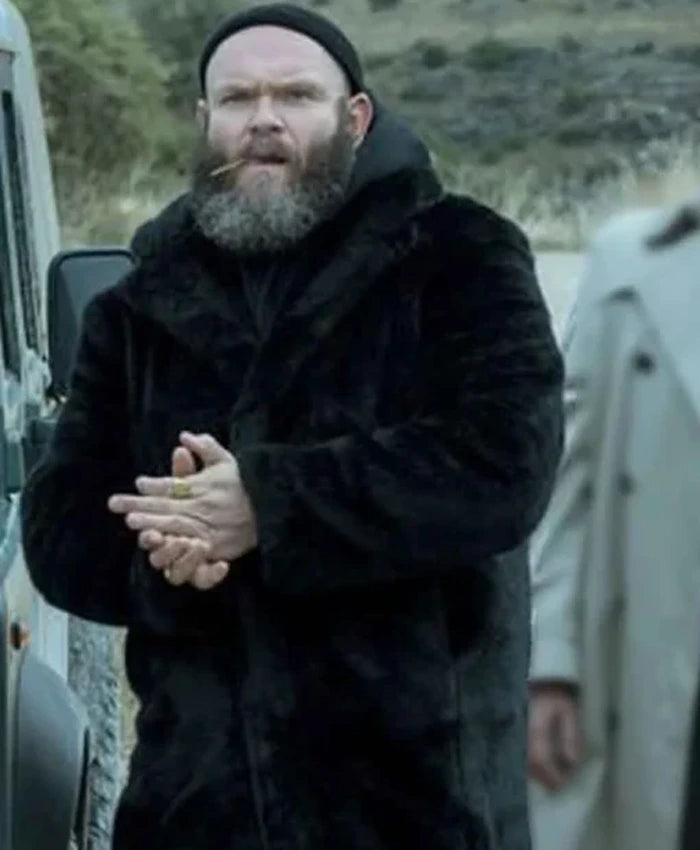 Money Heist Helsinki Black Hooded Fur Coat