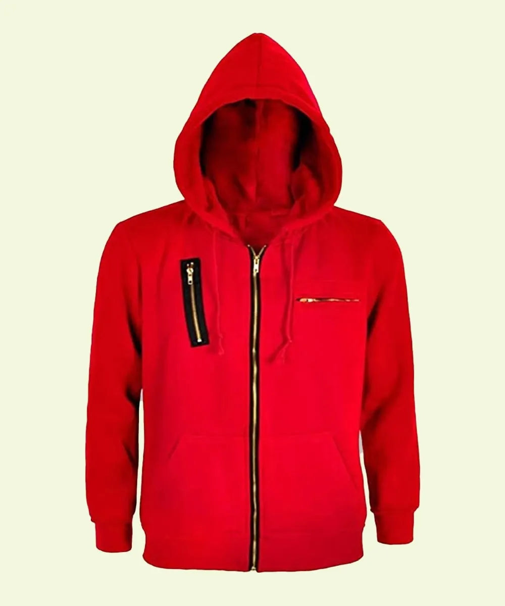 Money Heist Zip up Red Hoodie