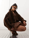 Monki-Faux-Fur-Jacket-With-Hook-And-Bar-Front-Brown