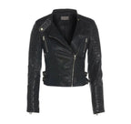 Moto Asymmetrical Biker Jacket Women, Black