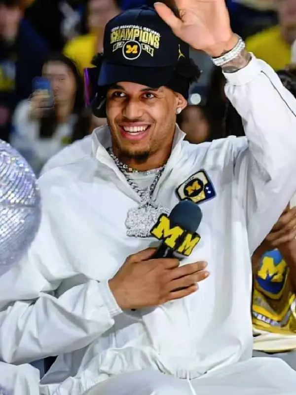 NCAA National Championship Victory Yaxel Lendeborg White Jacket
