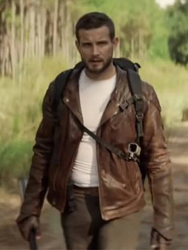 Nico Tortorella The Walking Dead Brown Leather Jacket
