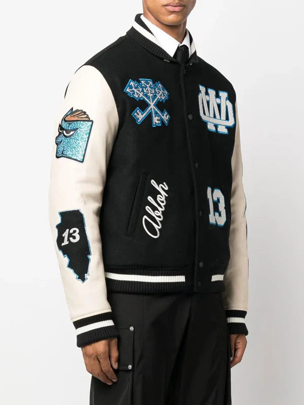 OFF-WHITE-Logo-Patch-Varsity-Jacket-Black
