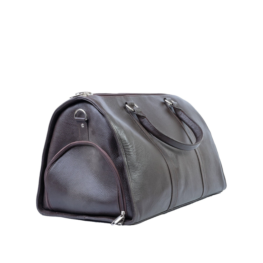 Milled Leather Premium Travel Bag, Brown Zing Apparel