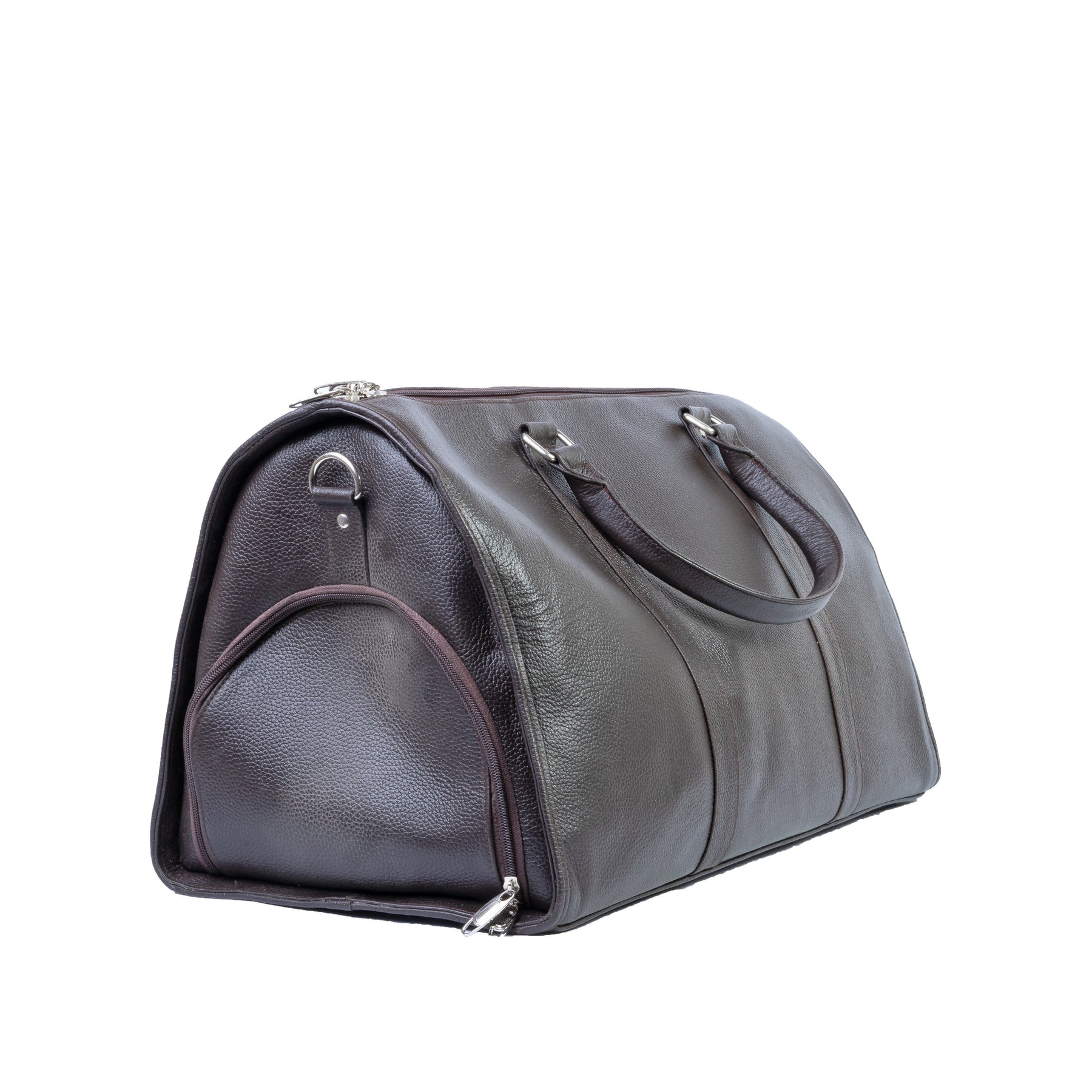 Milled Leather Premium Travel Bag, Brown Zing Apparel