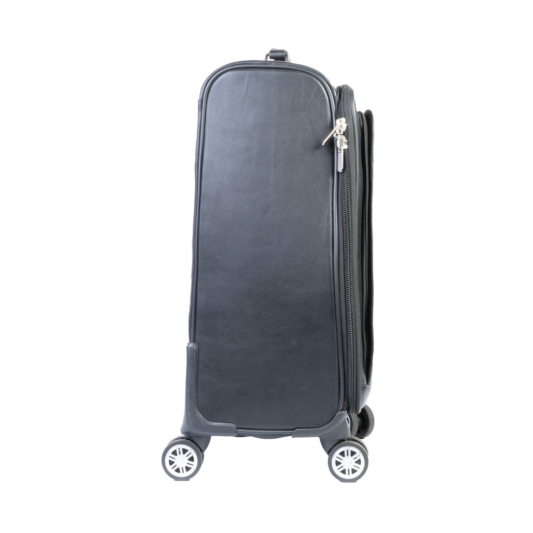 Premium Leather Cabin Trolley Bag, Black Zing Apparel