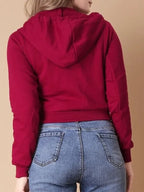 Olivia Women's Red Cropped Zipper Hoodie