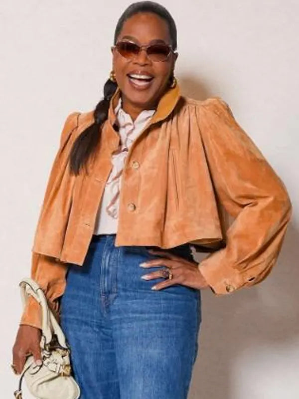 Oprah Winfrey Paris Fashion Week 2026 Cropped Suede Jacket