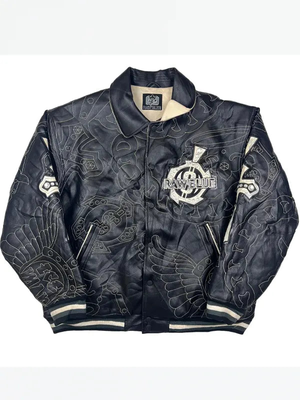 Raw Blue Leather Jacket