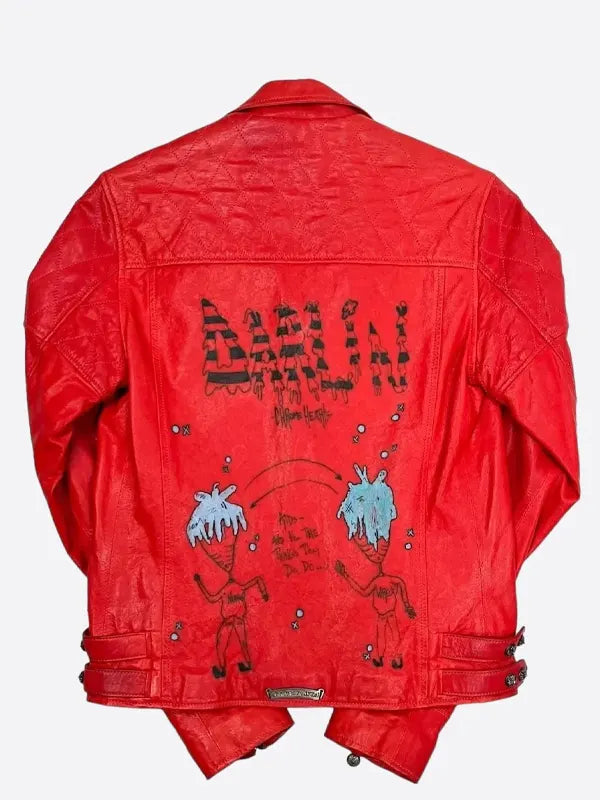 Red Chrome Hearts Leather Jacket