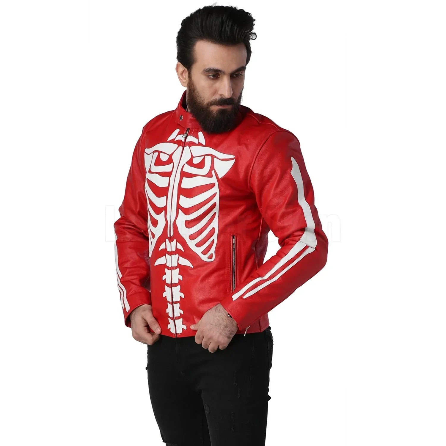 Red Skeleton Men’s Leather Jacket