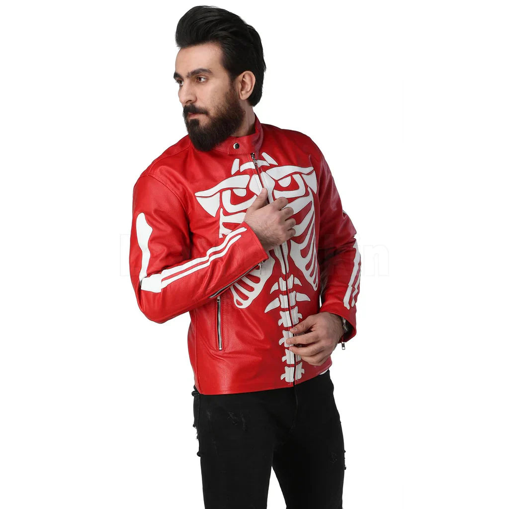 Red Skeleton Men’s Leather Jacket Buy