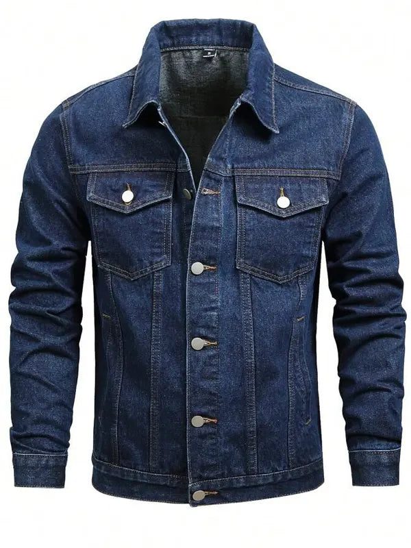 Robert Casual Long Sleeves Dark Blue Jeans Jacket