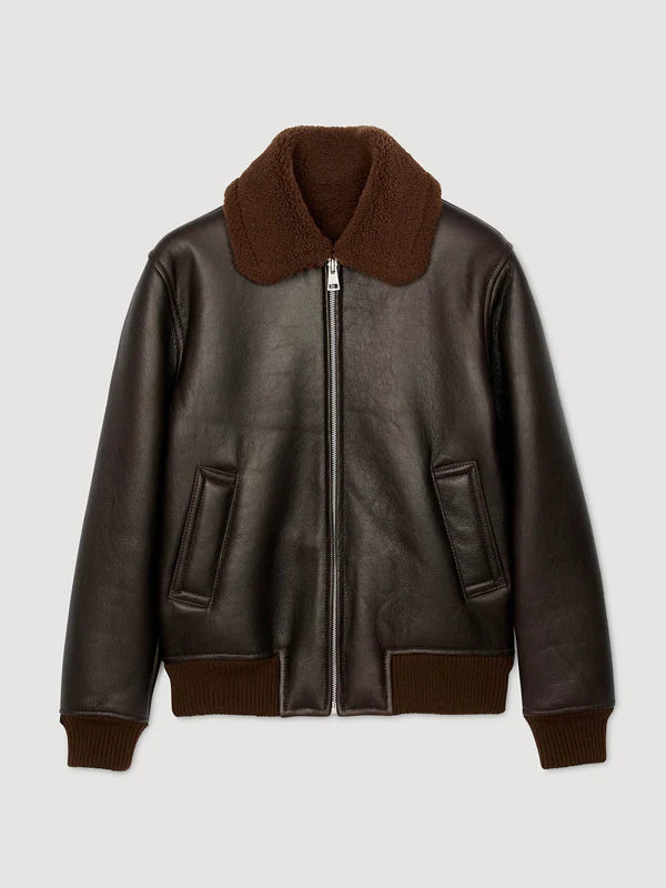 Sandro-Leather-Jacket-Black-With-Fur-Collar
