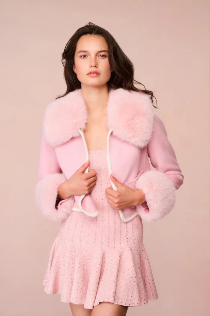 Love Shack fancy pink fur Jacket