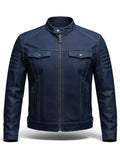 Shad Emard Women's Slim Fit Blue Biker Denim ZIP Jacket