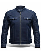 Shad Emard Women's Slim Fit Blue Biker Denim ZIP Jacket