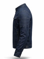 Shad Emard Women's Slim Fit Blue Biker Denim ZIP Jacket