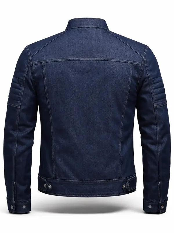 Shad Emard Women's Slim Fit Blue Biker Denim ZIP Jacket