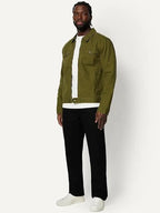 Shayne Torp Olive Green Shirt Collar Cotton ZIP Jacket