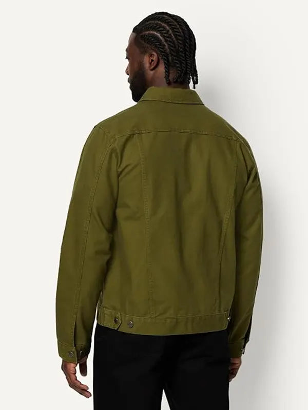Shayne Torp Olive Green Shirt Collar Cotton ZIP Jacket