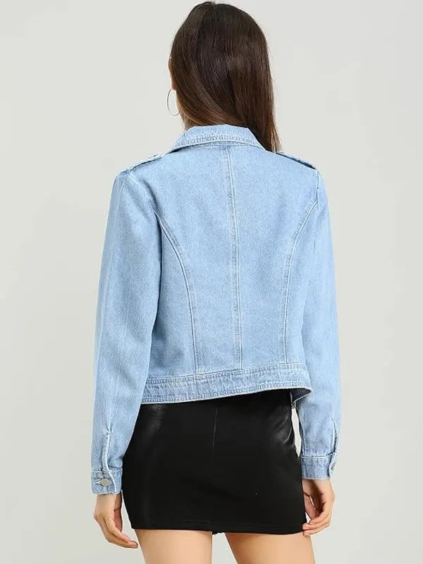 Sheila Kessler Women's Light Blue Biker Denim Jacket