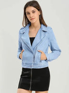 Sheila Kessler Women's Light Blue Biker Denim Jacket