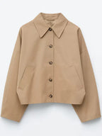 Shirley Cummerata Women Beige Cotton Casual Jacket
