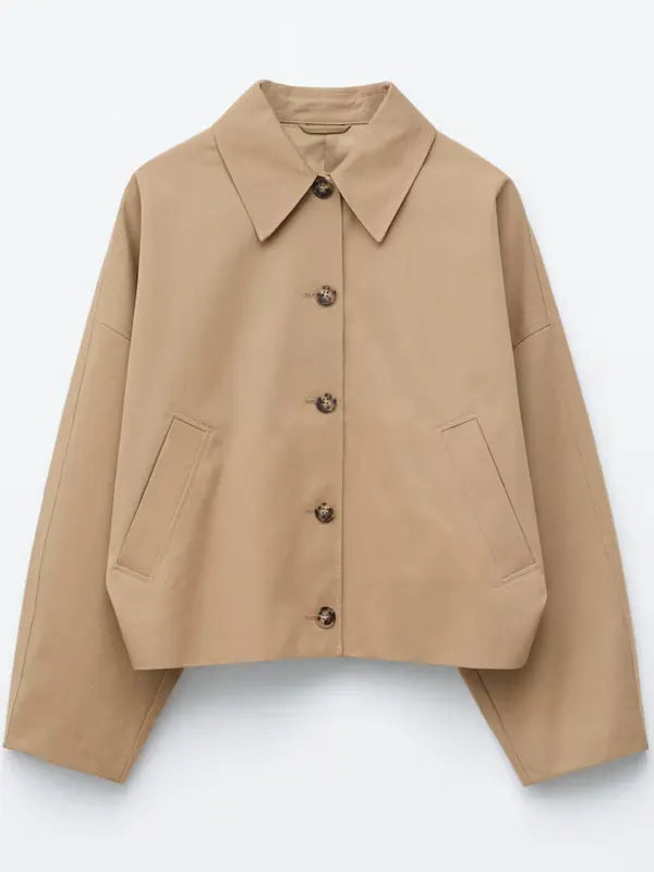 Shirley Cummerata Women Beige Cotton Casual Jacket