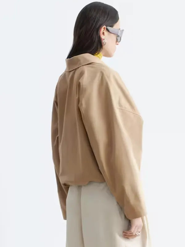 Shirley Cummerata Women Beige Cotton Casual Jacket