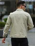 Donnell Jones Mens Cream Denim Jacket