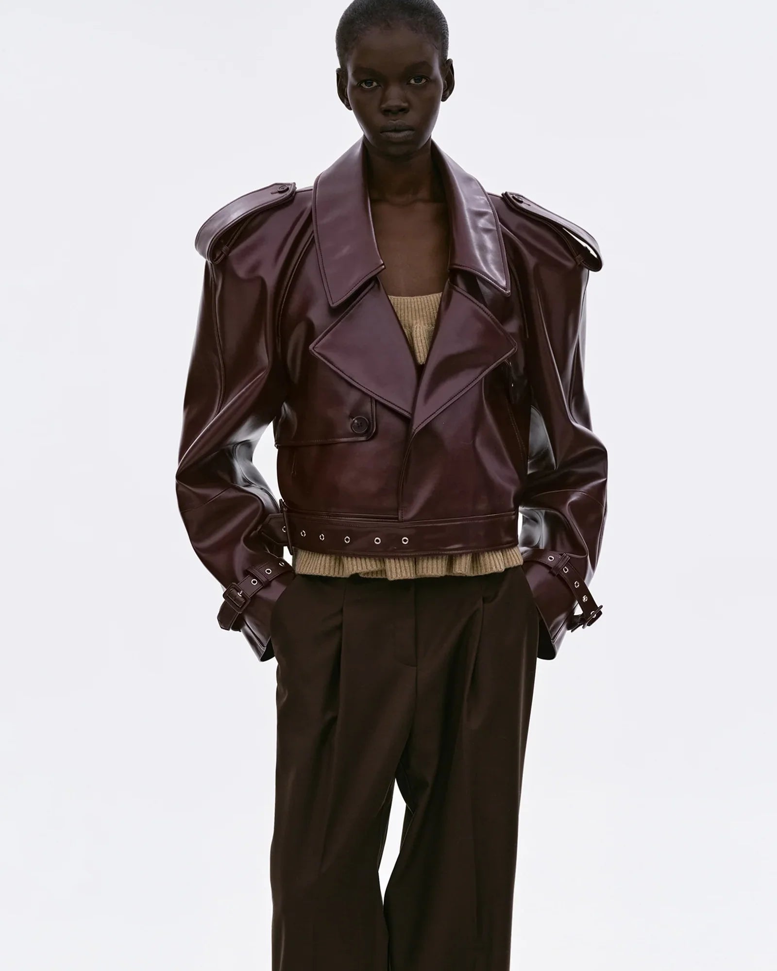 Source Unknown Leather Jacket Burgundy