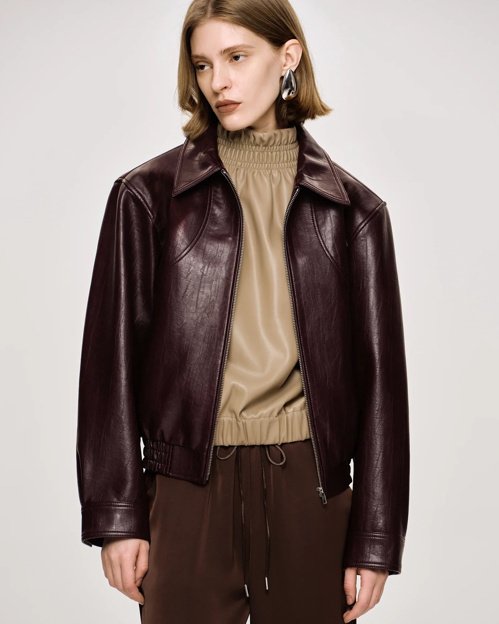 Source Unknown Leather Jacket Burgundy