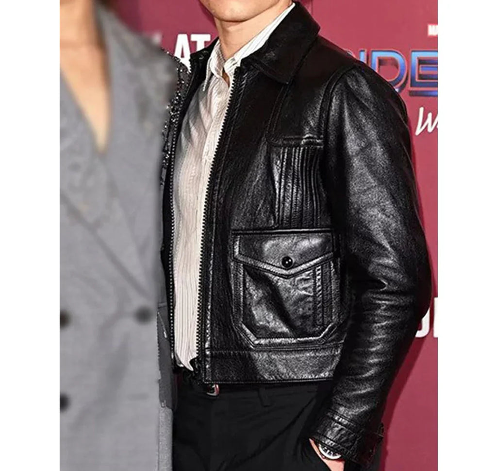 Spider-Man-No-Way-Home-Tom-Holland-Leather-Black-Jacket