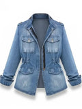 Stephan Kreiger Women's Slim Fit Distressed Denim Jacket