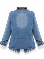Stephan Kreiger Women's Slim Fit Distressed Denim Jacket