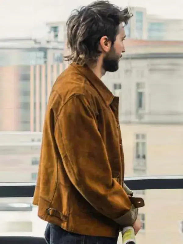 Stylish suede leather brown jacket Landman S02