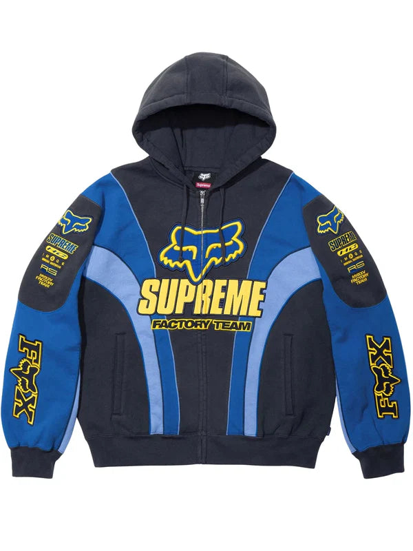 Supreme-Fox-Racing-Zip-Up-Hooded-Sweatshirt-Blue