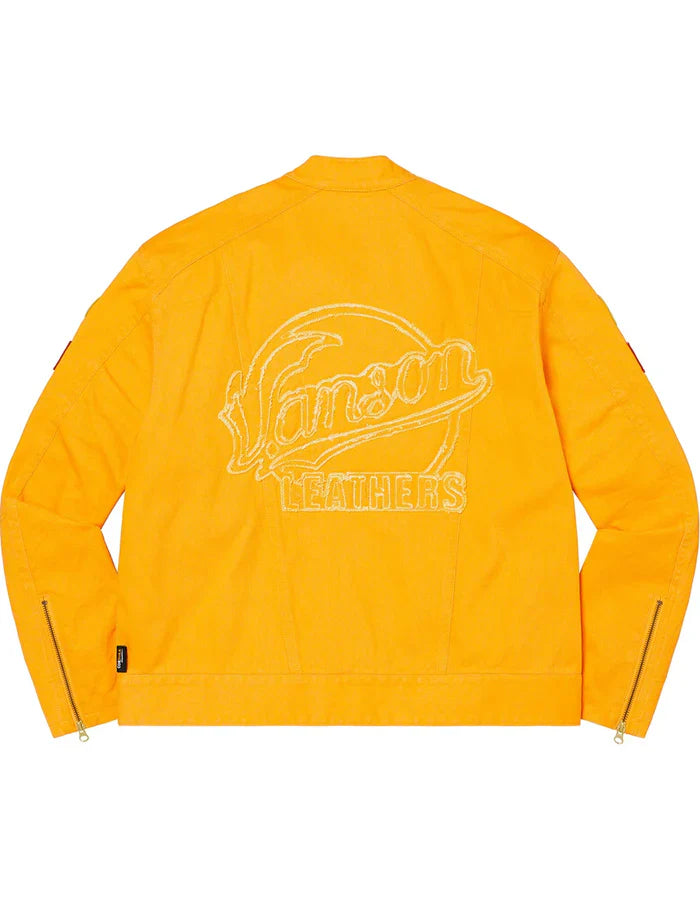 Supreme_Vanson_Jacket_Denim_Yellow_Back
