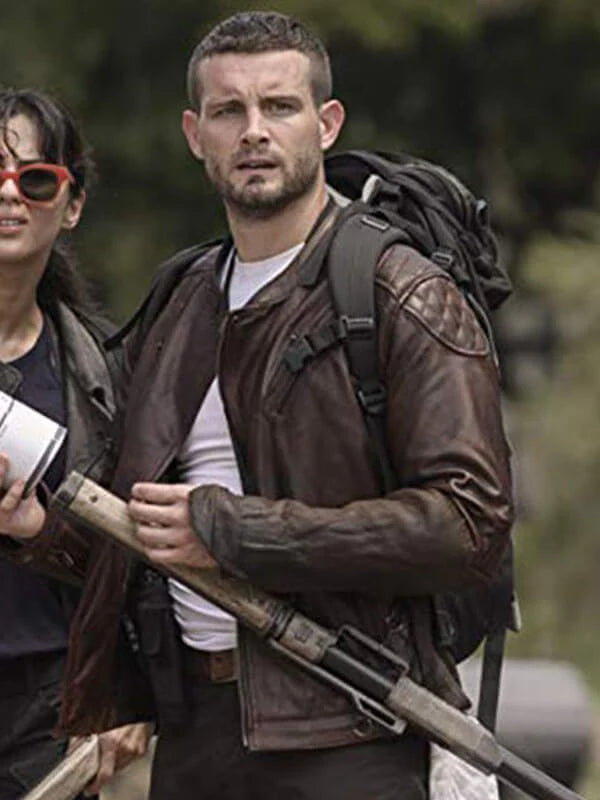 Nico Tortorella The Walking Dead Brown Leather Jacket
