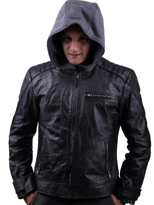 
The Dark Knight Outlaw Batman Black Leather Jacket  