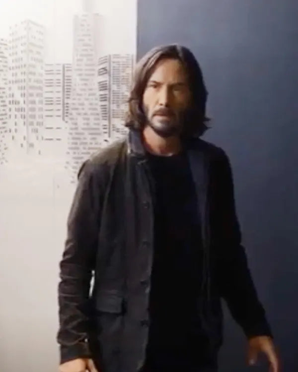 Keanu Reeves The Matrix 4 Resurrections Black Wool Jacket 