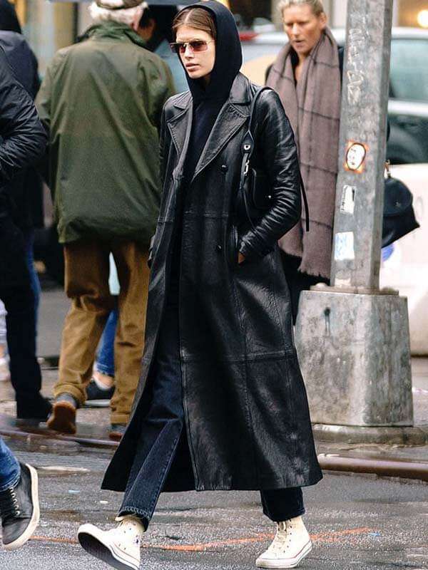 
  The Matrix Kaia Gerber Black Leather Coat