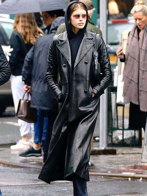 
  The Matrix Kaia Gerber Black Leather Coat