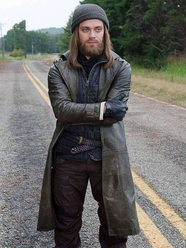 
 Walking Dead Tom Payne Brown Leather Coat