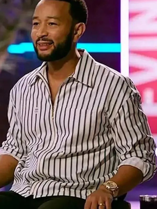 The Voice S29 John Legend Striped Zip-Up Shirt