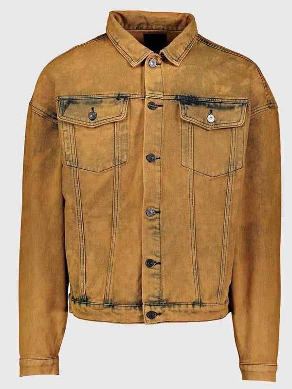 Thomas Brown Vintage Style Shirt Collar Denim Jacket
