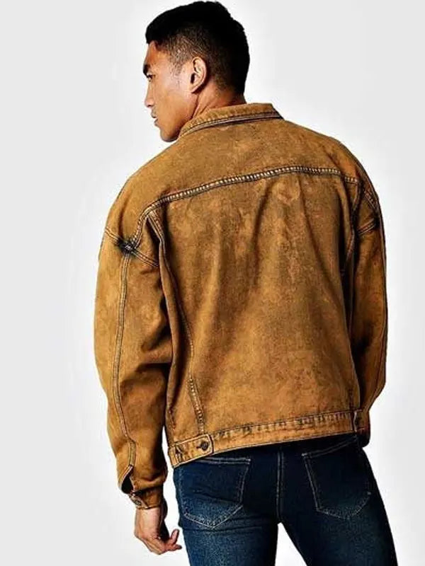 Thomas Brown Vintage Style Shirt Collar Denim Jacket